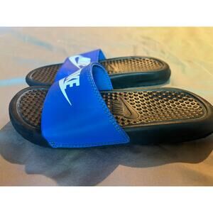 Nike Black Blue Victori One slide sandals 2Y